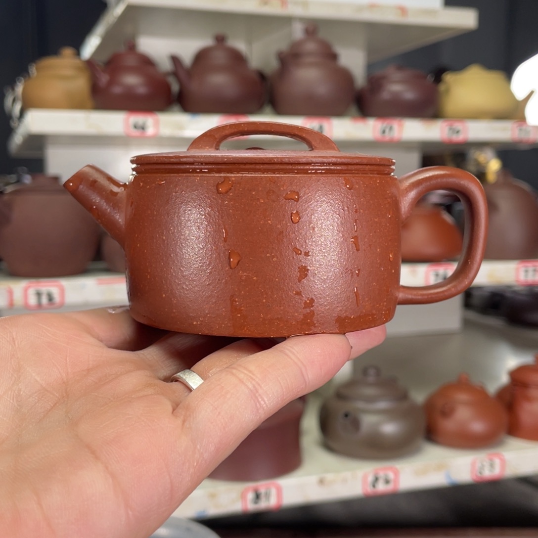 紫砂茶壶红降坡半手工150毫升