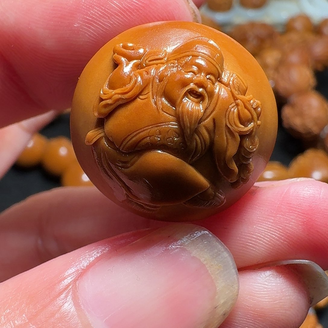 橄榄核手串/手链王晓明核雕艺术财神2.4正圆