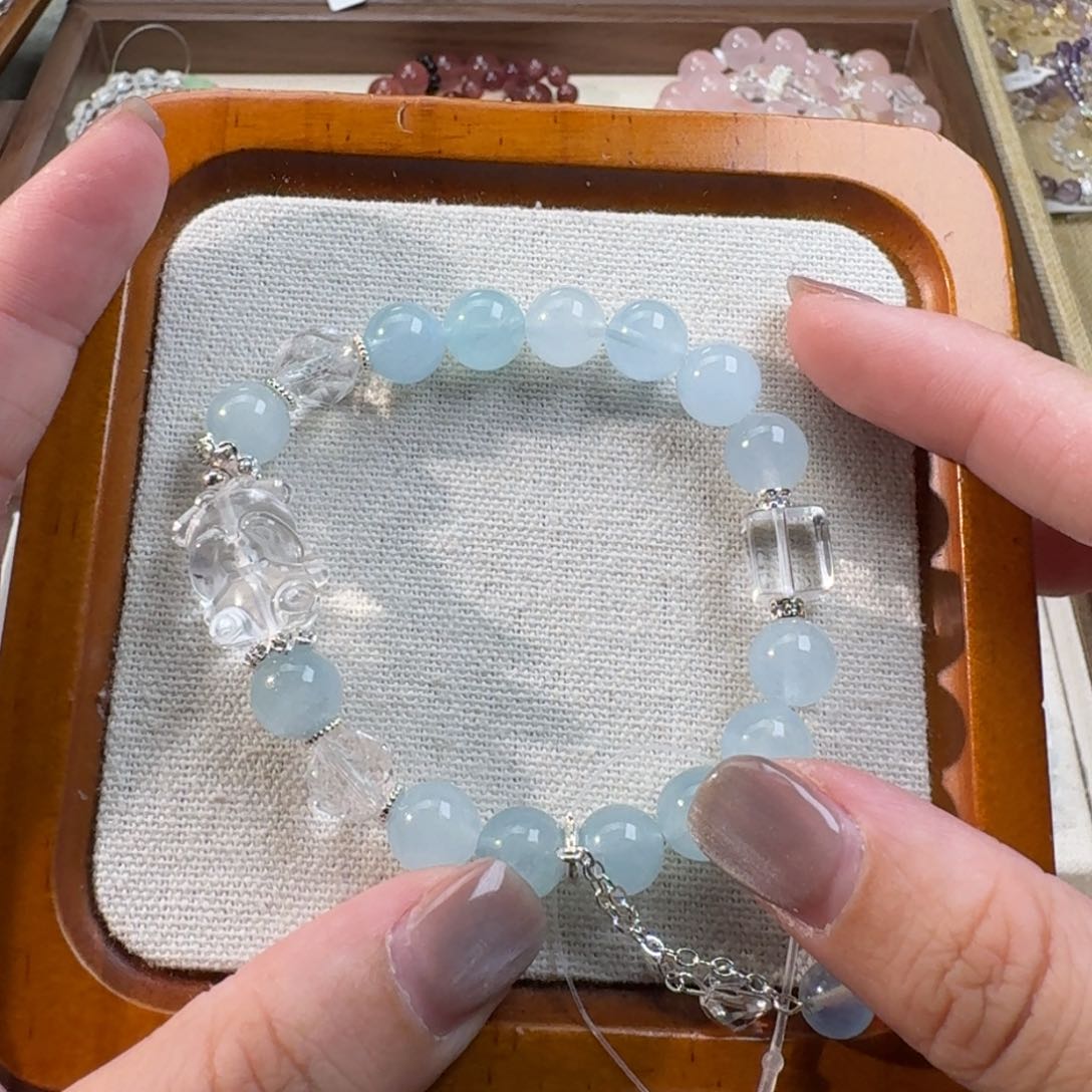 水晶手串未镶嵌海蓝宝