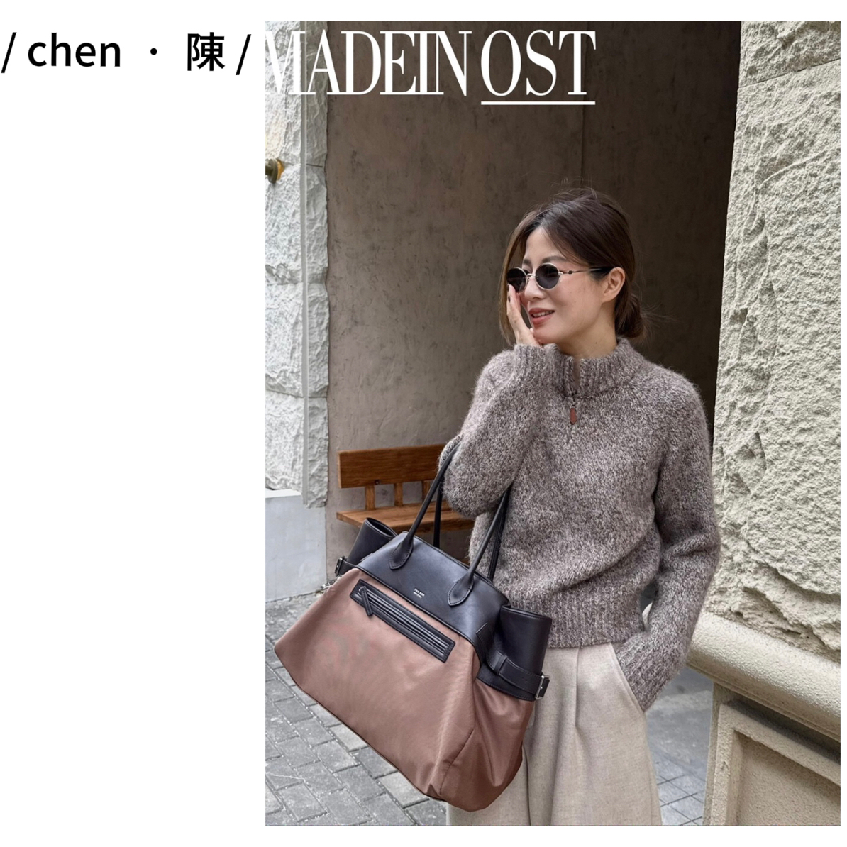 chen·陳 北欧风【花纱立领】半拉链保暖毛衣