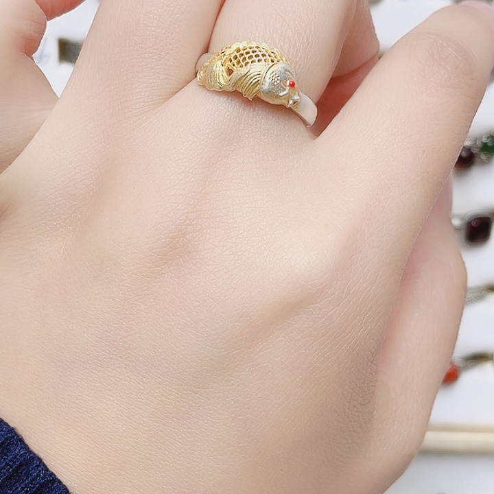 足银足银9999锦鲤戒指