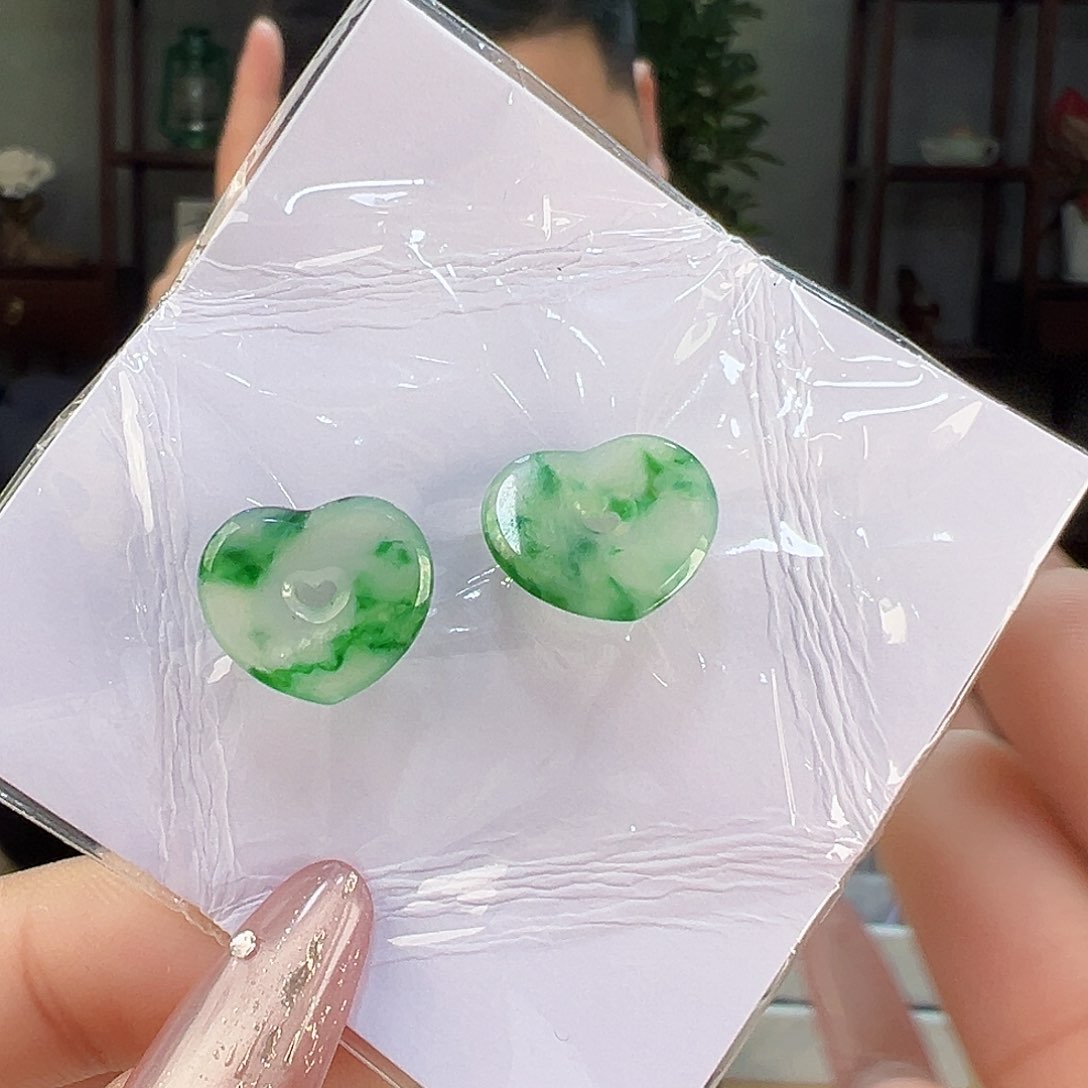 翡翠耳饰18K金镶嵌赠金耳线