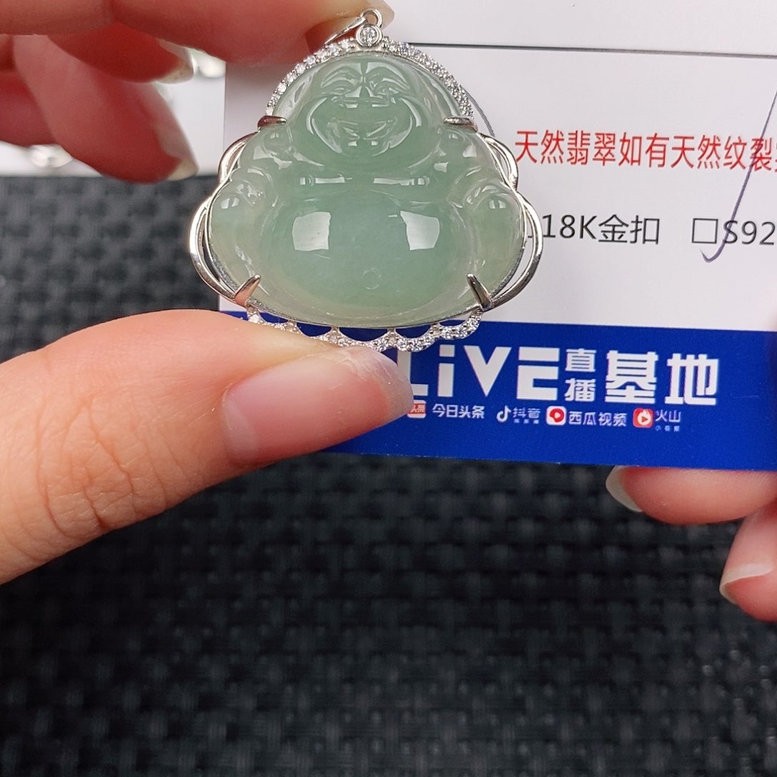 颈饰银S925镶嵌翡翠佛公