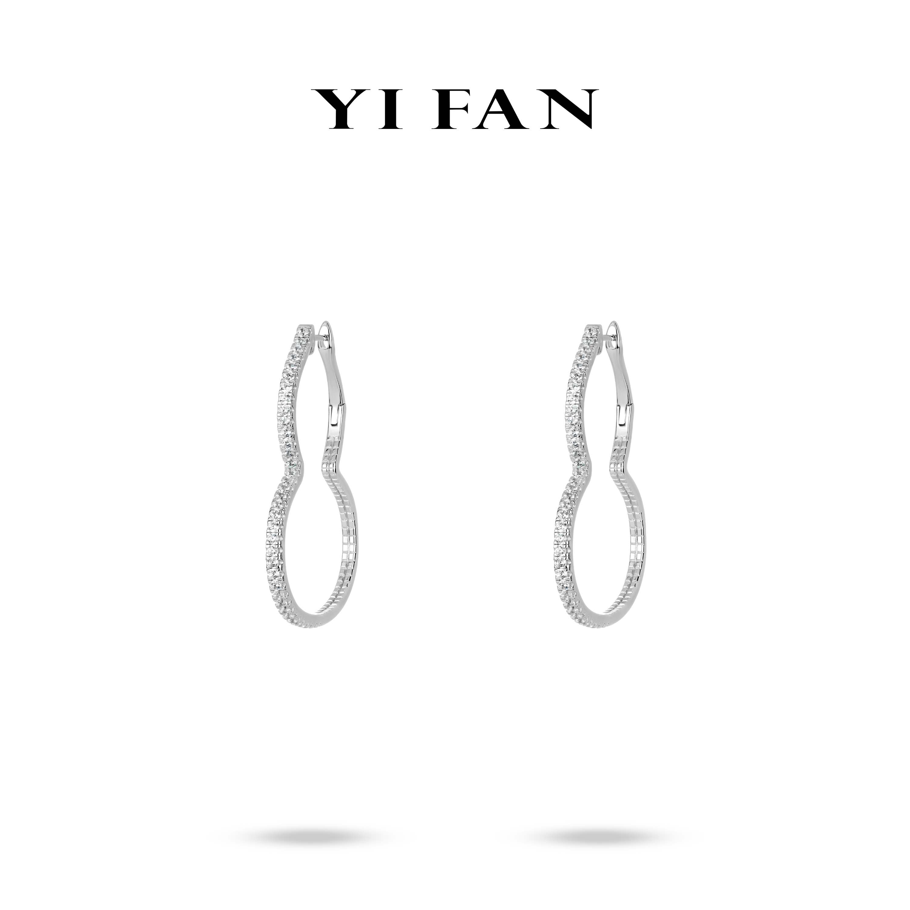 925银合成锆石耳饰 30164-白色满钻镂空葫芦百搭耳环