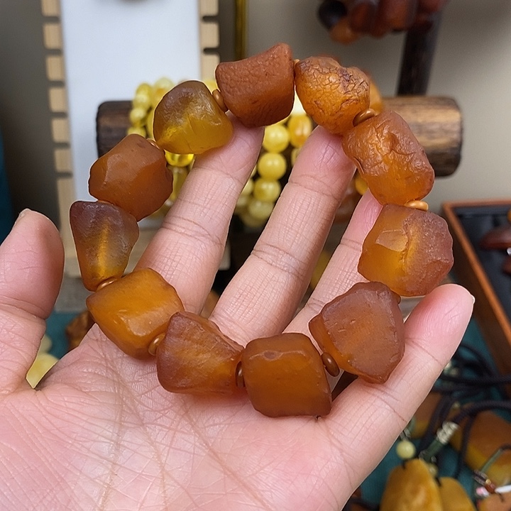矿***水琥珀未镶嵌颈饰手串