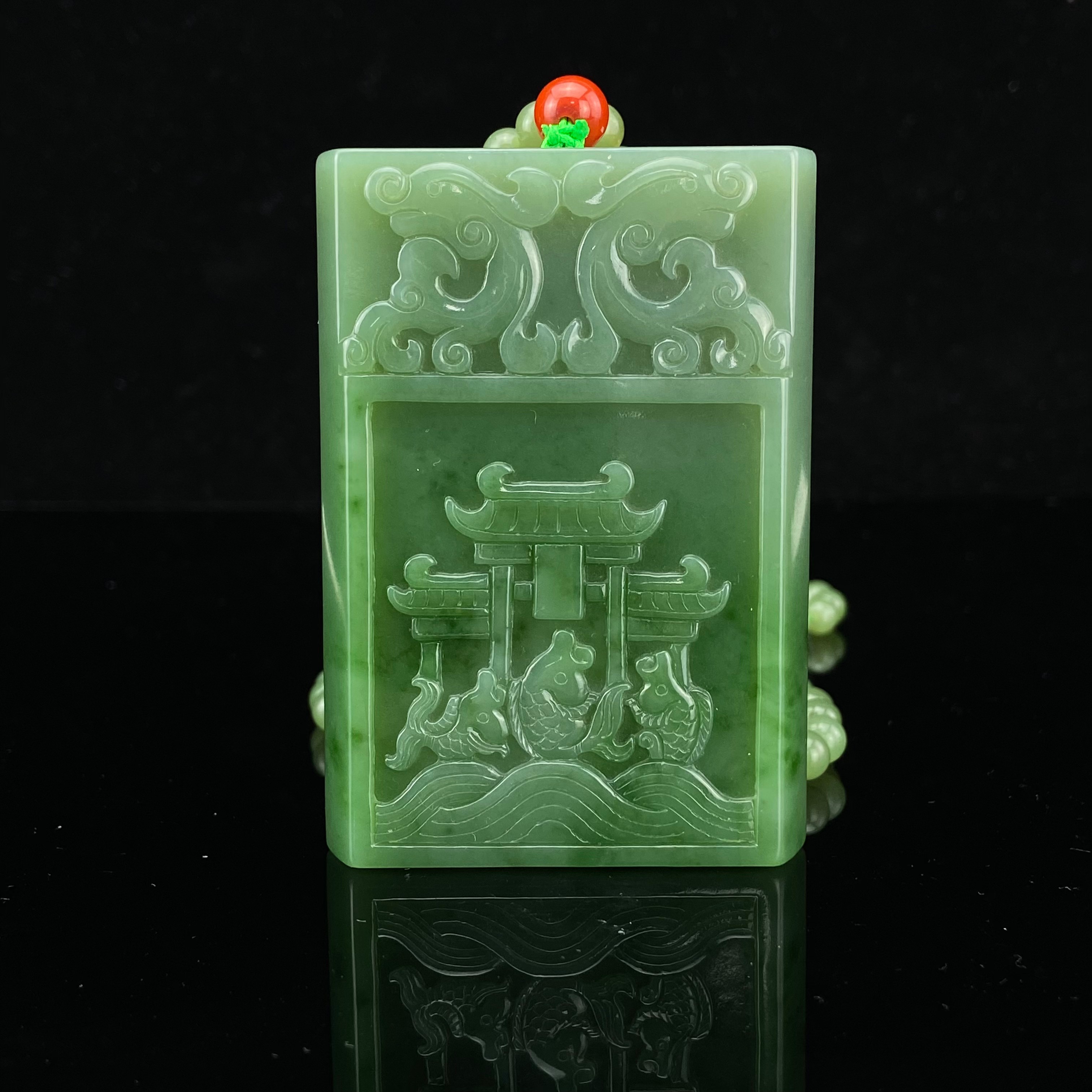 EW21023HC 和田玉 鱼跃龙门/朵云轩