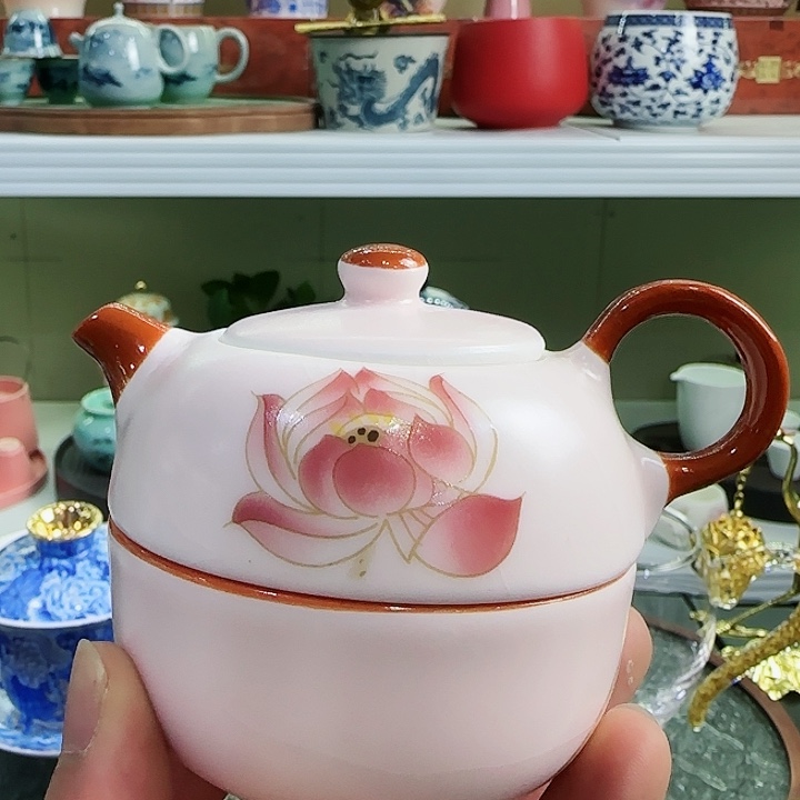 青花瓷器茶具套装旅行套装茶叶罐玻璃杯