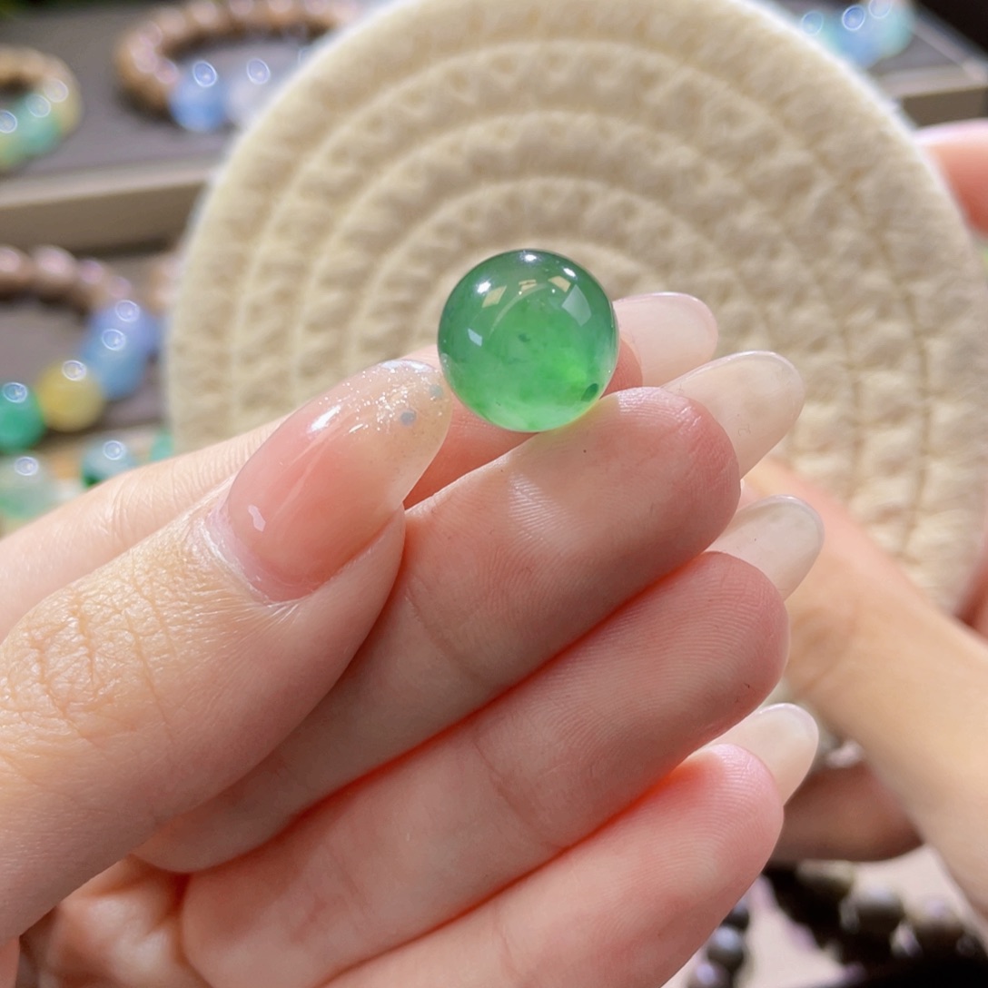 翡翠未镶嵌手链卡13冷浓绿