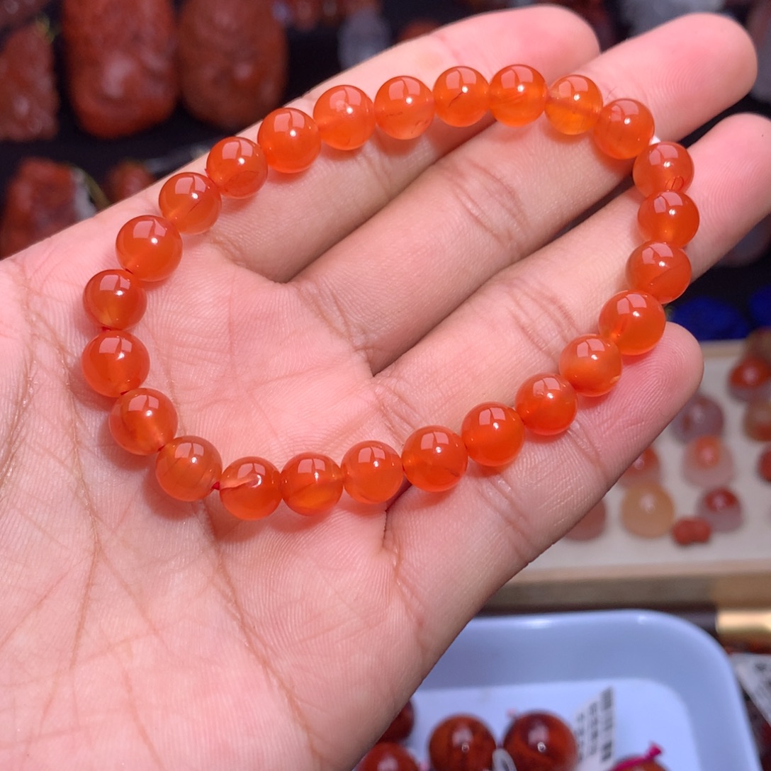 南红玛瑙未镶嵌珠宝半成品冰红手串