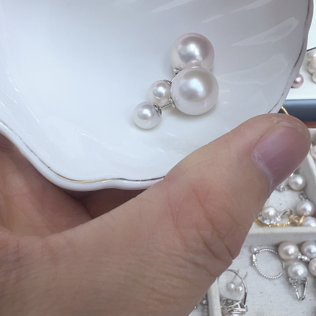 淡水珍珠耳饰银S925镶嵌