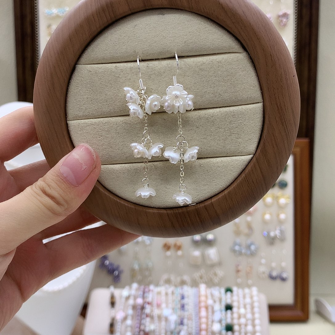 银S925镶嵌淡水珍珠耳饰