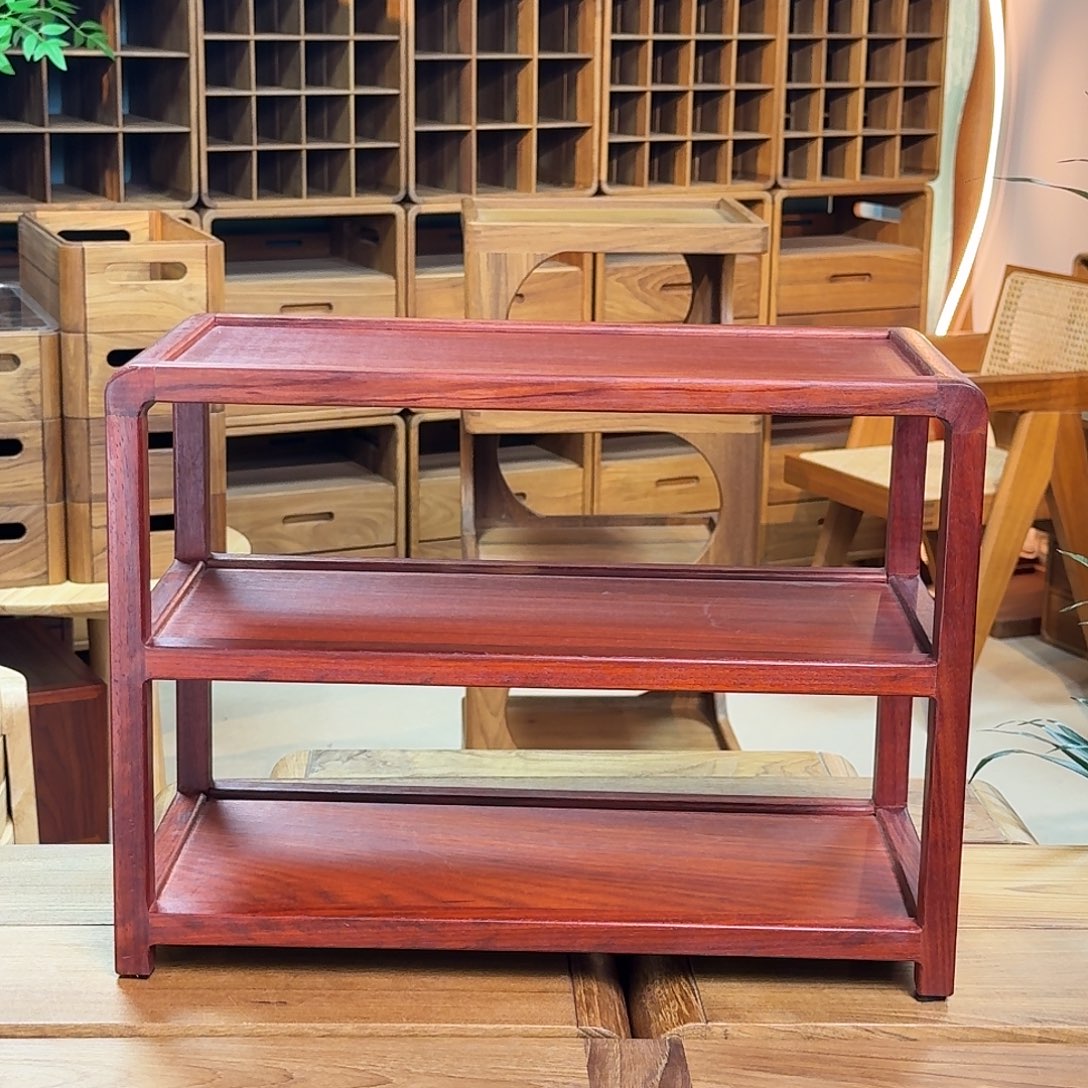 木红花榈木三层收纳架