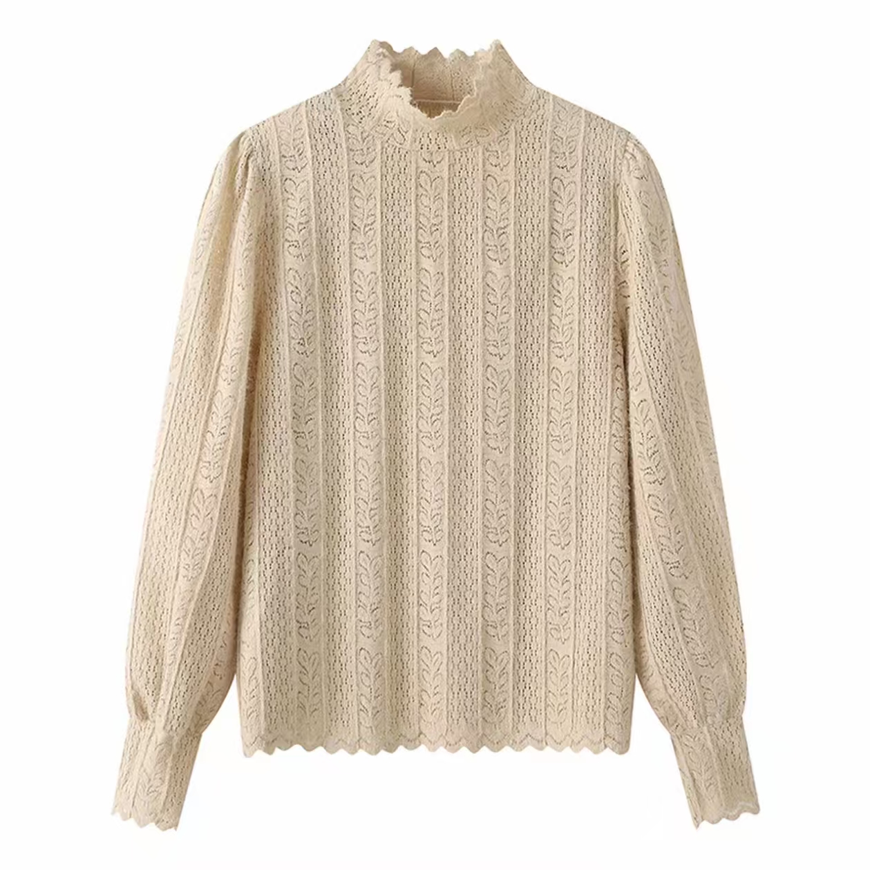 【集合店】蕾丝衫无袖网红秋冬蕾丝半高领常规款气质百搭