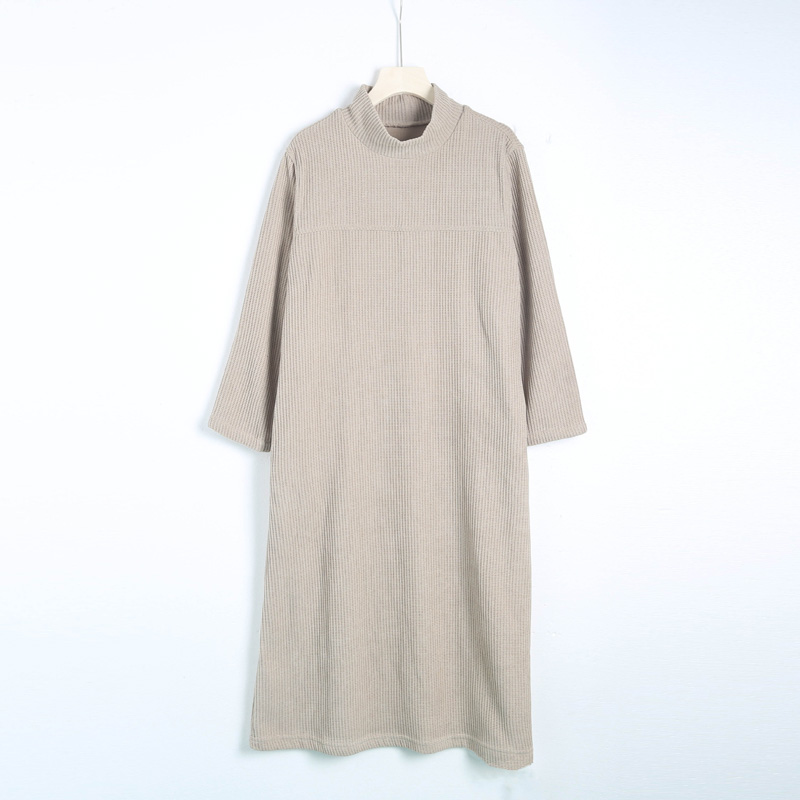 M0010针织打底连衣裙女内搭冬季2024新款中领加长款气质毛衣过膝