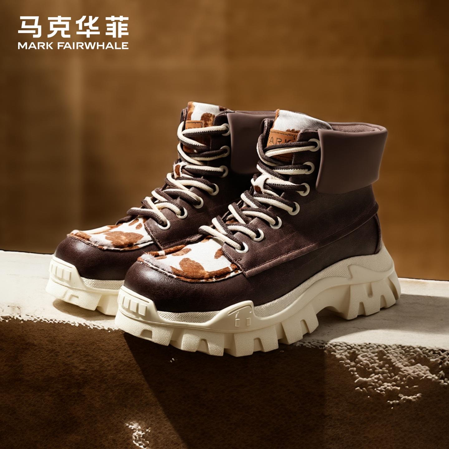 马克华菲马丁靴男款2025新款男士靴子高帮男鞋复古短靴增高工装靴