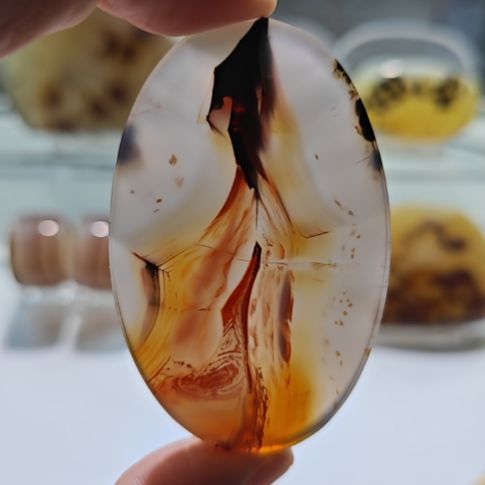 清***心玛瑙/玉髓未镶嵌吊坠(不含链)