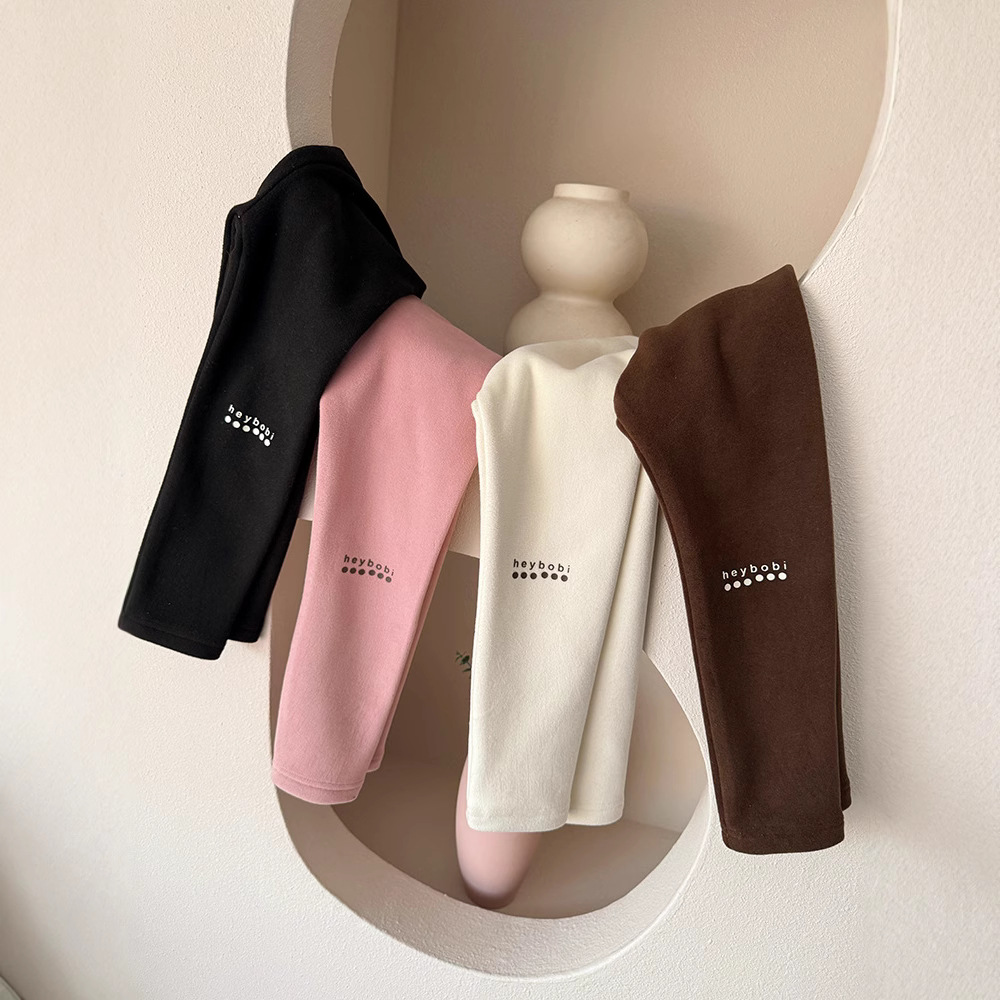 儿童立体字母印花打底裤加绒2024冬装新款韩版女童打底长裤