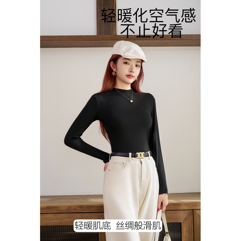 NU女款德绒显瘦百搭秋冬半高领  打底衫101##