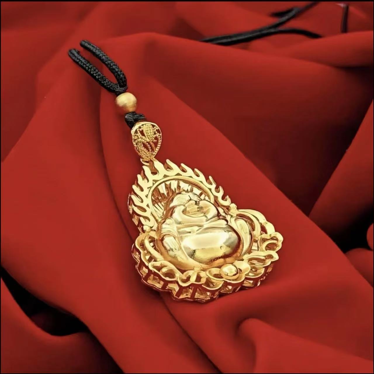 合金吊坠 【弥勒佛吊坠】气质时尚双面金色传承镶嵌精美轻奢项链