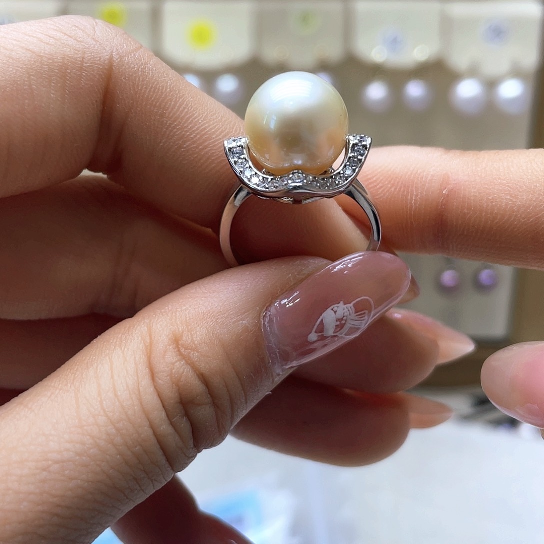 海水珍珠戒指银S925镶嵌