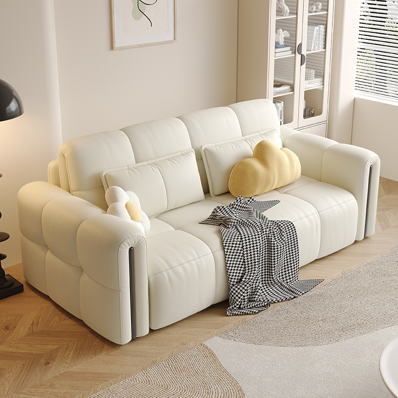 奶油风电动沙发床两用可折叠小户型客厅书房卧室伸缩多功能沙发床