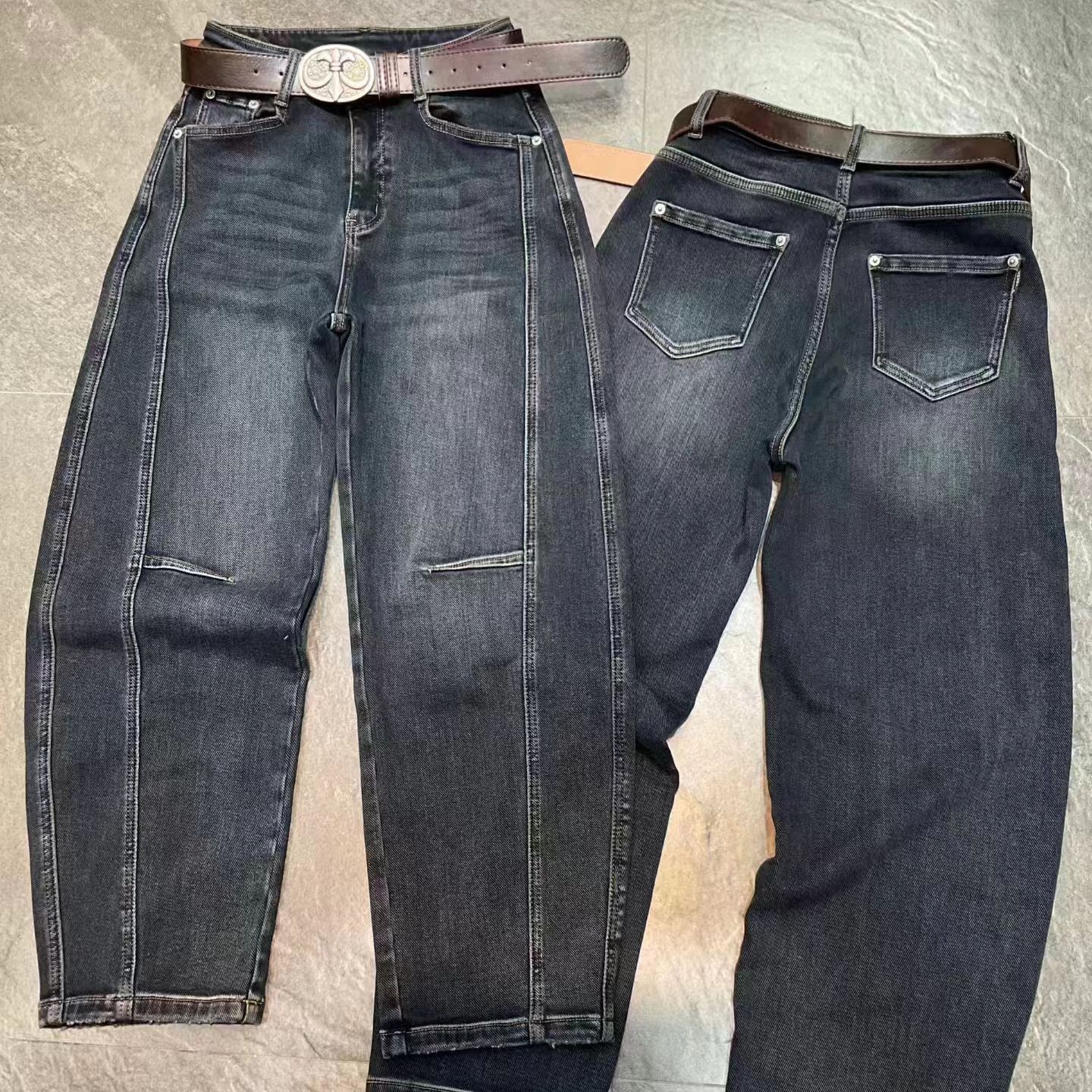 古月2025冬季新品23086-1爆款延续超弹植绒面料百搭显瘦弯刀裤