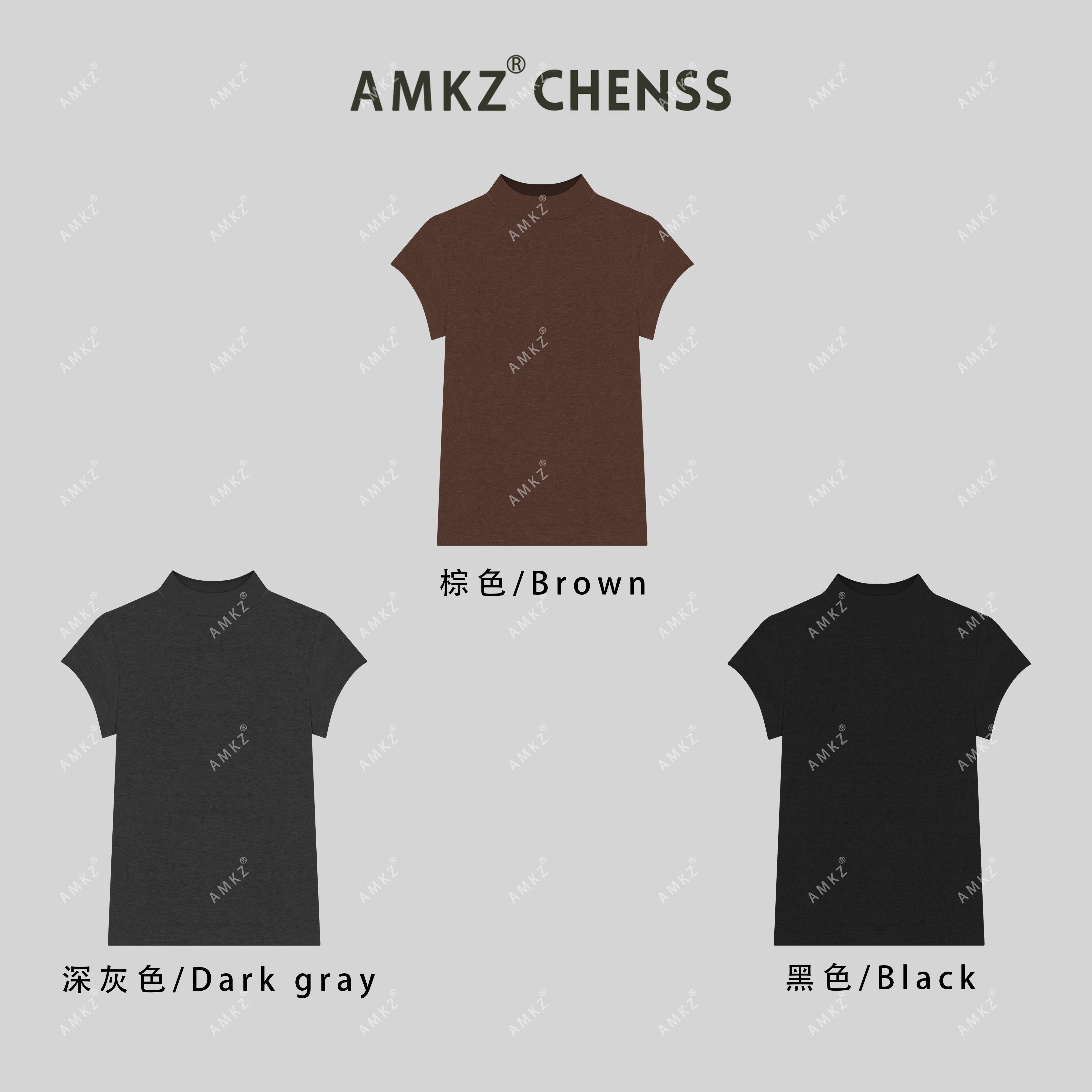 陳33小立领短袖【莱赛尔天丝+绵羊毛】高端设计感极简风气质T恤9752