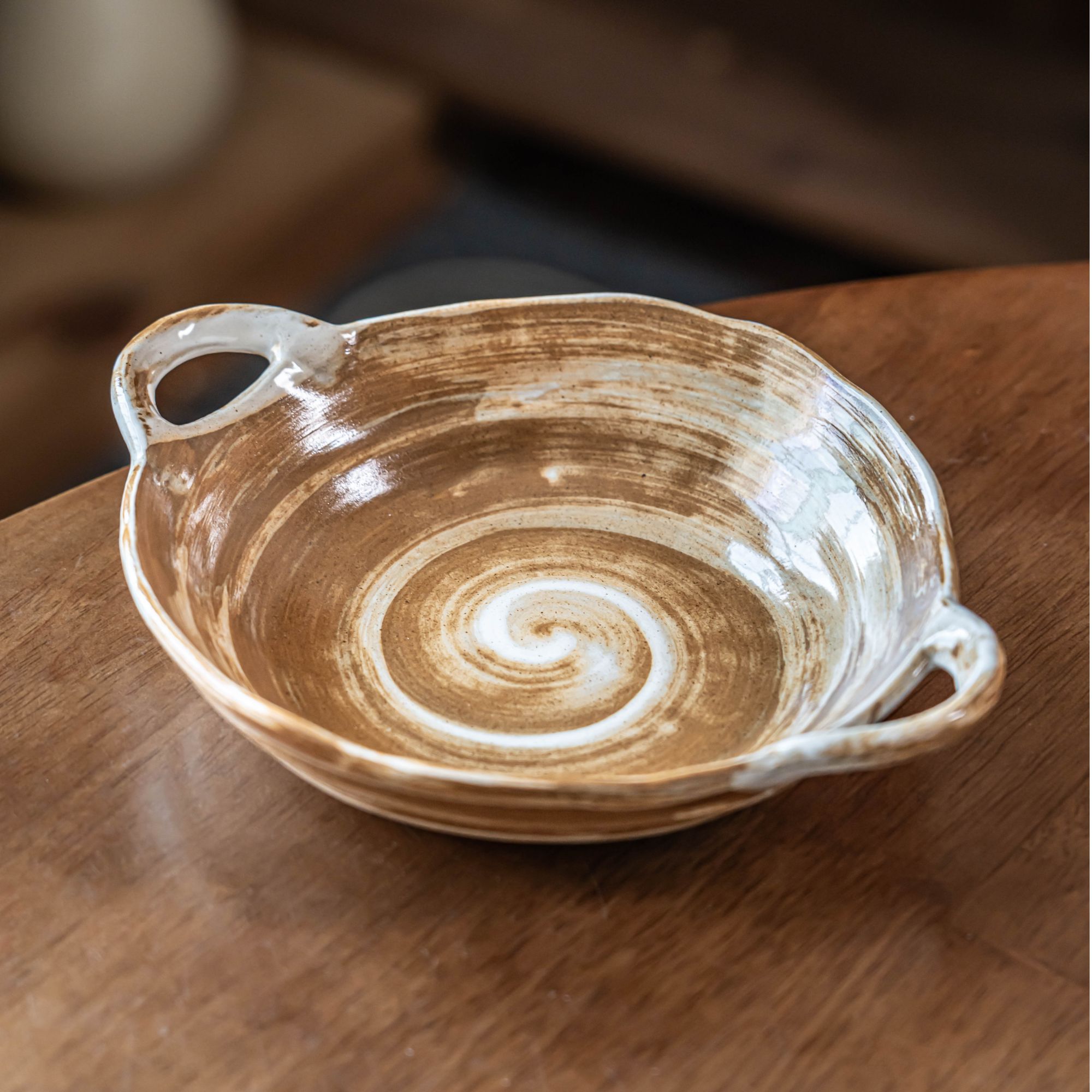 做旧手刷螺纹双耳碗水果沙拉碗家用早餐拌面碗创意餐具菜碗甜品碗