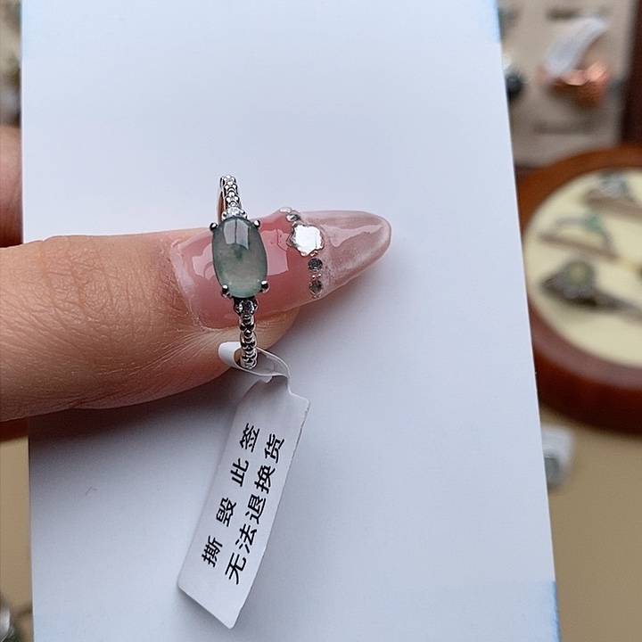 翡翠戒指银S925镶嵌11111