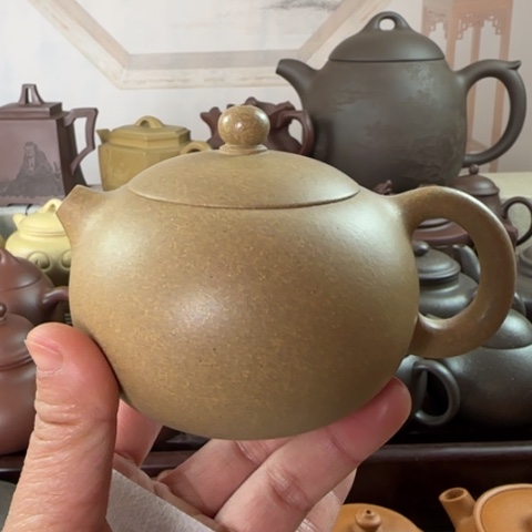 紫砂茶壶墨绿泥料200c c