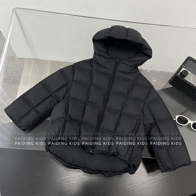 【现货】阿卷冬装儿童时尚纯色方格纹款宽松加厚保暖棉服外套SJ6735