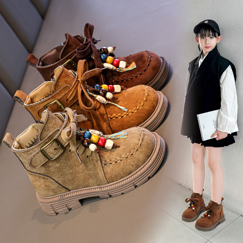 （踏步兔）儿童马丁靴时尚复古儿童靴子2025秋季新款女童软底短靴子