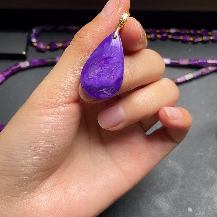 苏纪石（舒俱来）银S925镶嵌吊坠