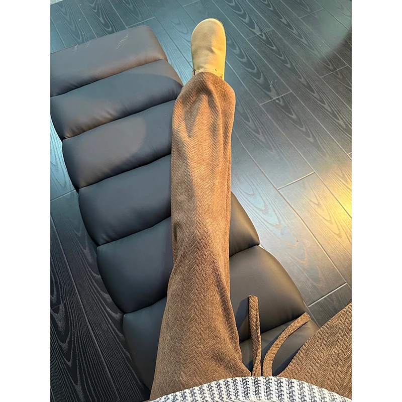 咖色人字纹提花裤子男款秋冬季慵懒风阔腿裤宽松美式复古休闲卫裤