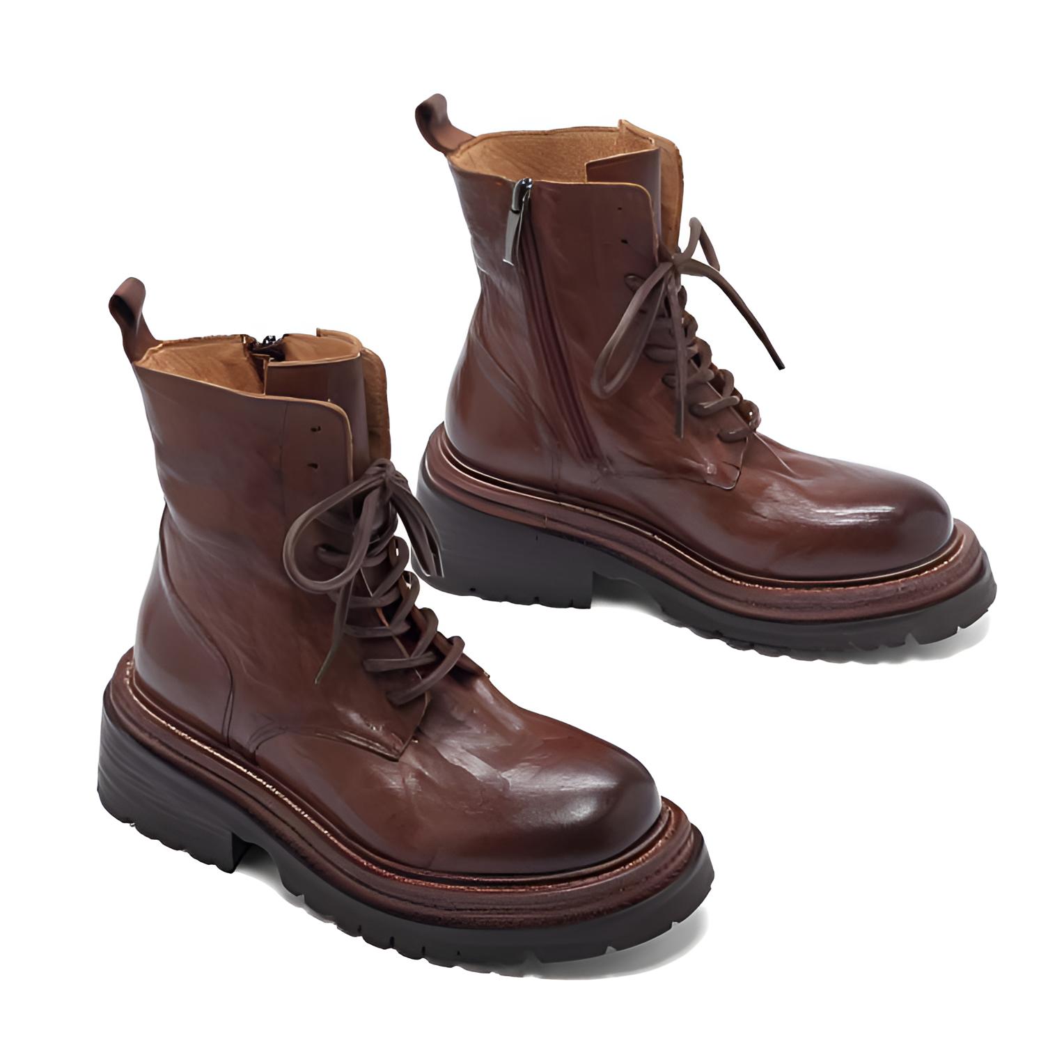 35码断码特价头层水洗马皮手工复古女时尚英伦短靴女