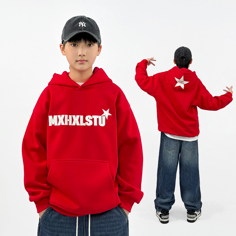 WY7208小赖家青少年2024年冬款中大童加绒加厚卫衣国潮上衣