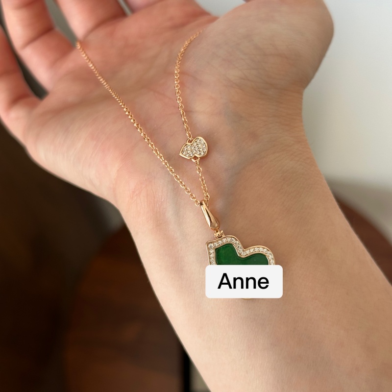 铜合金项链 绿色大葫芦镶锆吊坠时尚精致项链【X648】