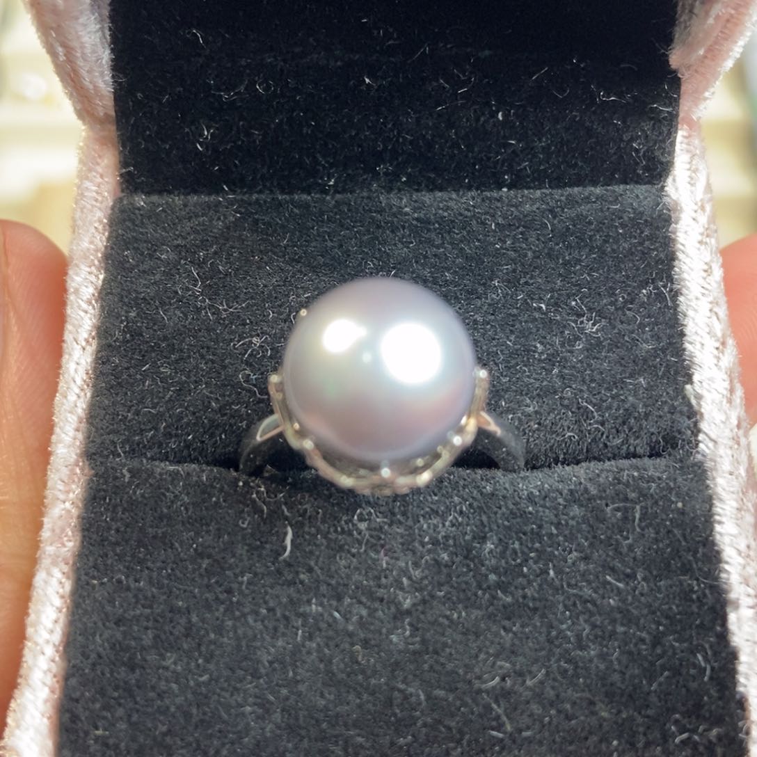 海水珍珠戒圈银S925镶嵌