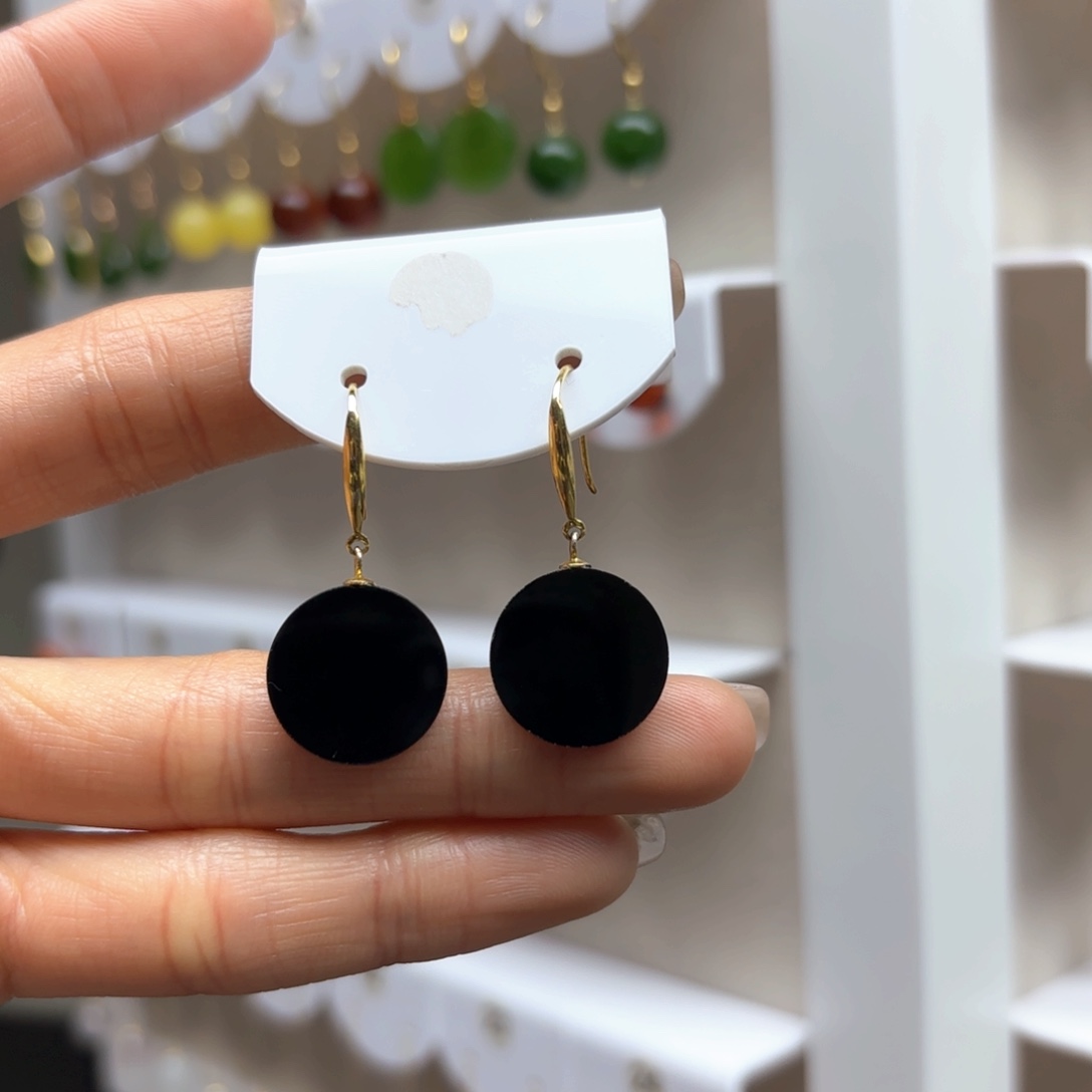 和田玉耳饰银S925镶嵌2