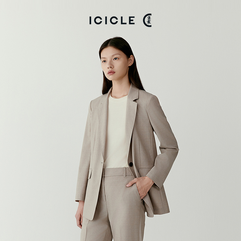 ICICLE之禾轻结构套装精纺羊毛西装外套通勤0205