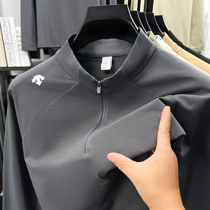 奥特莱斯撤柜迪桑家男士长袖T恤半拉链春秋休闲运动长袖上衣运动