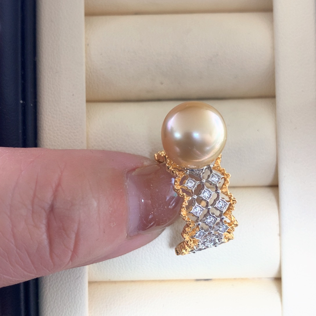 银S925镶嵌海水珍珠戒指