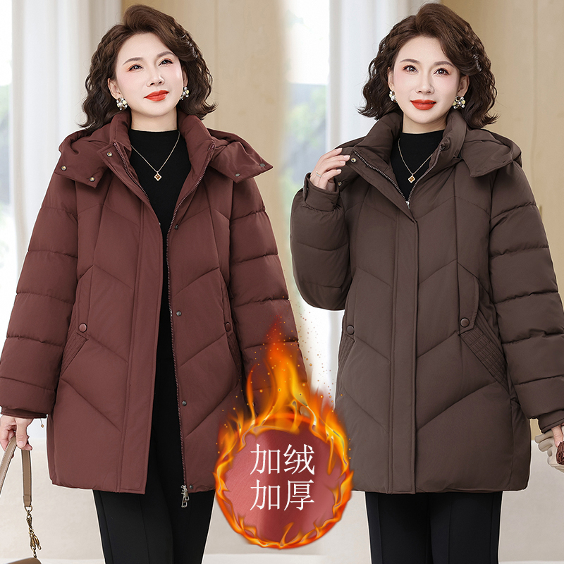 120斤-260斤特大码连帽加厚保暖宽松冬季时尚中老年妈妈装