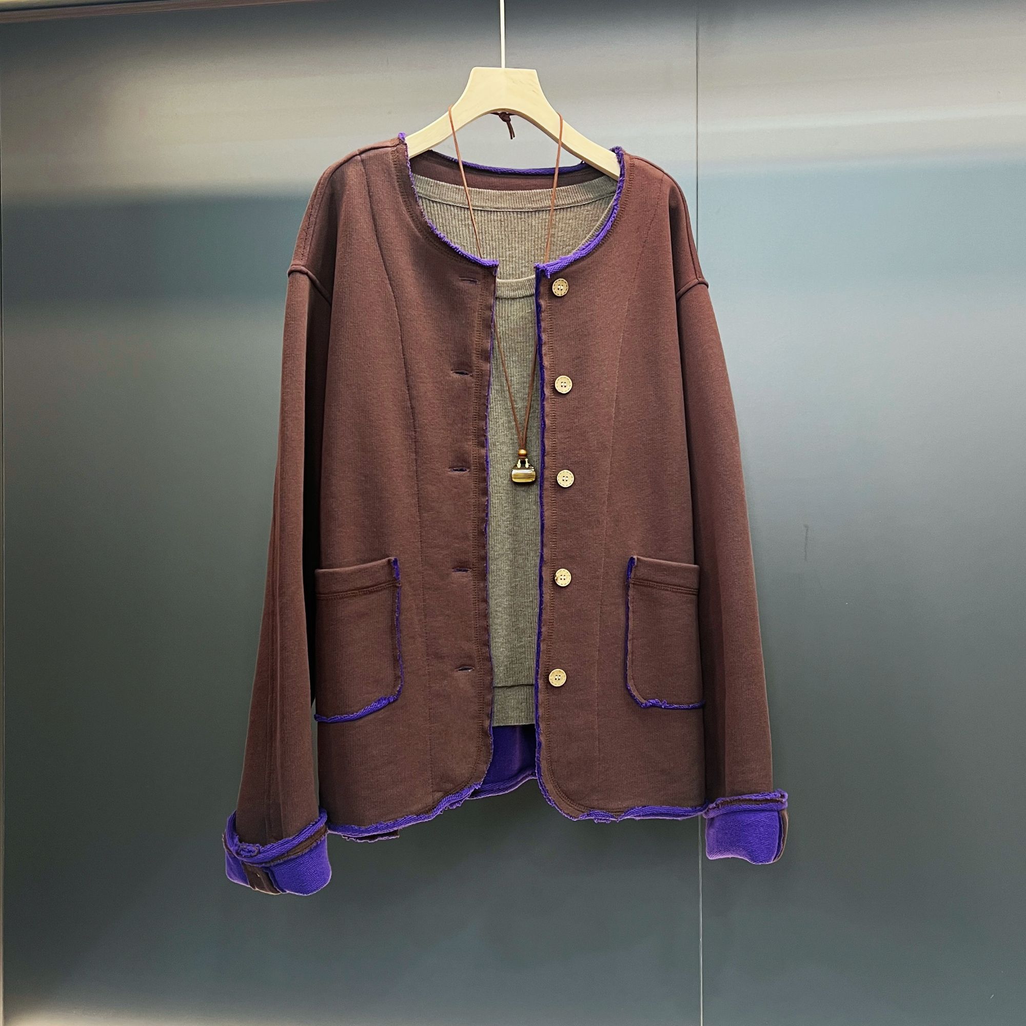 长袖常规女秋季开衫厚款简约休闲秋冬圆领