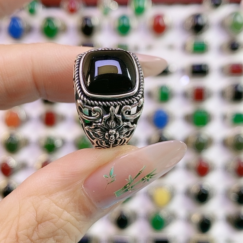 【闪购商品】银S925镶嵌戒指玛瑙/玉髓医**姐