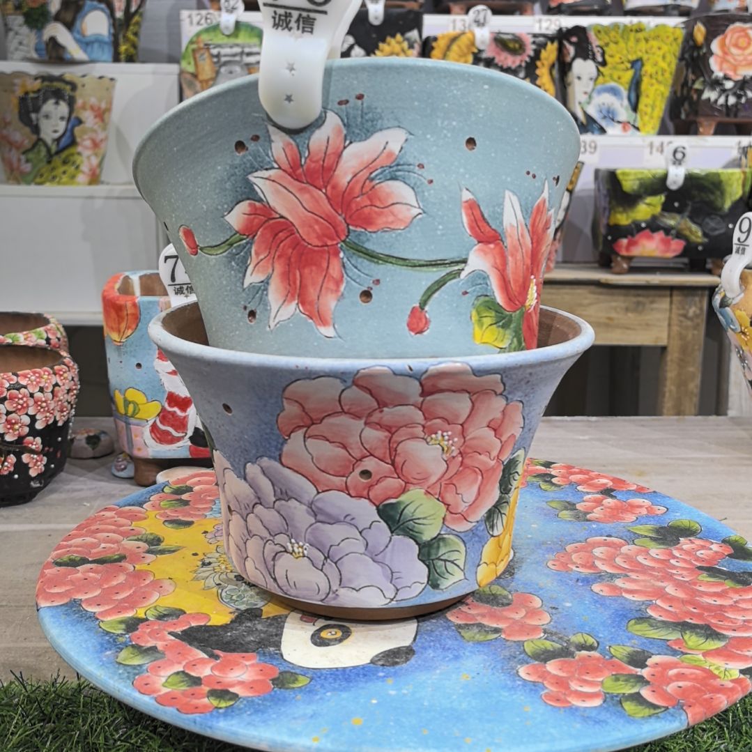 红泥花盆景德镇陶瓷