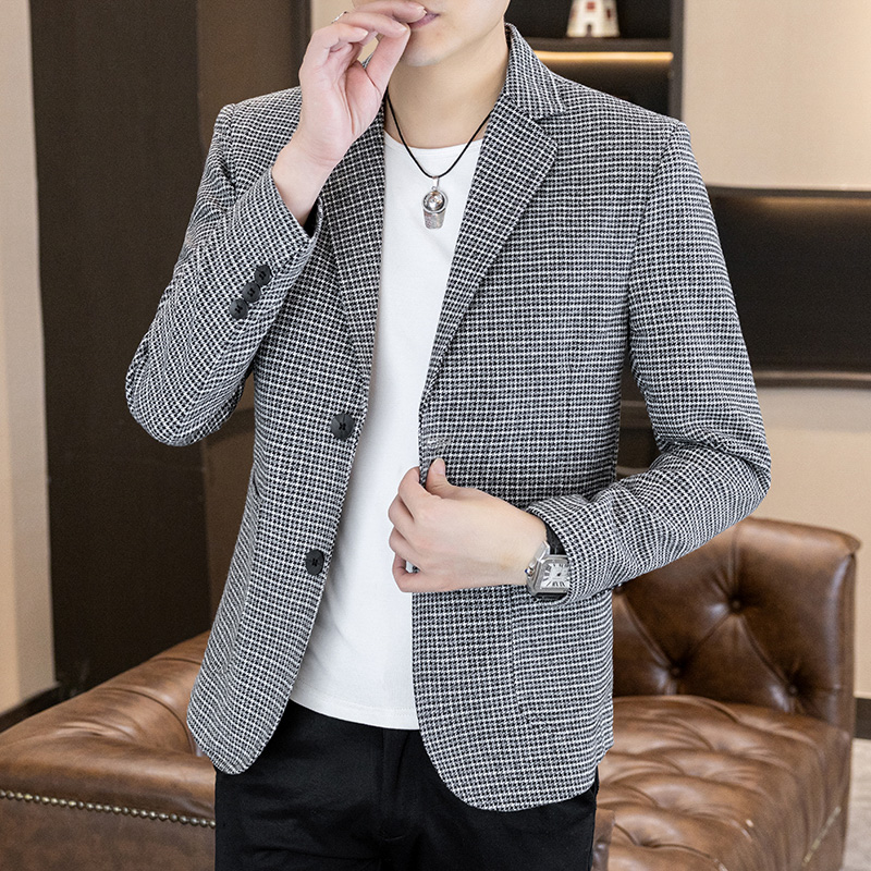 男士小西装韩版修身潮流时尚休闲西服单上衣春秋季高级感商务男装