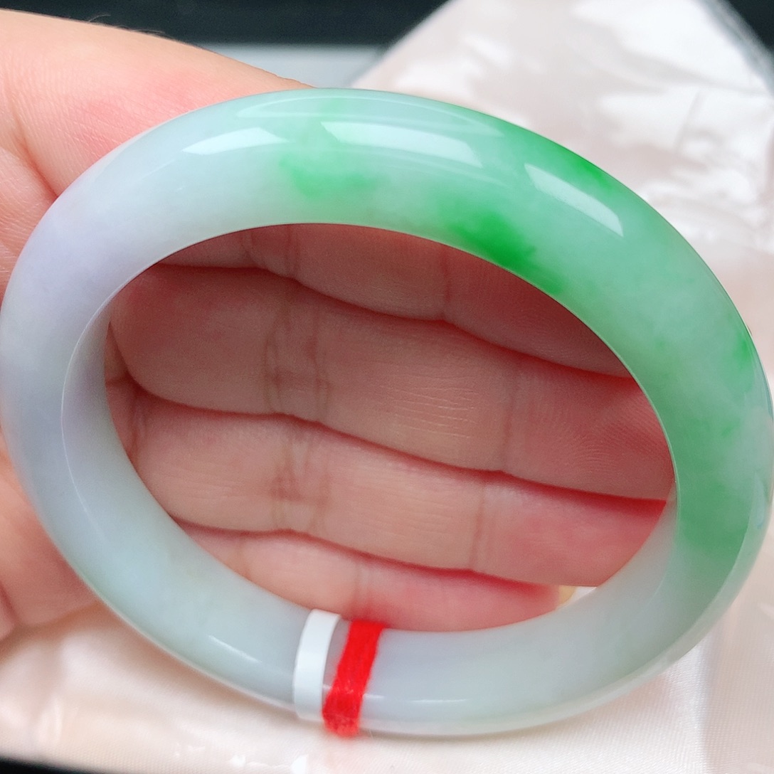 未镶嵌手镯翡翠16阳绿 三彩