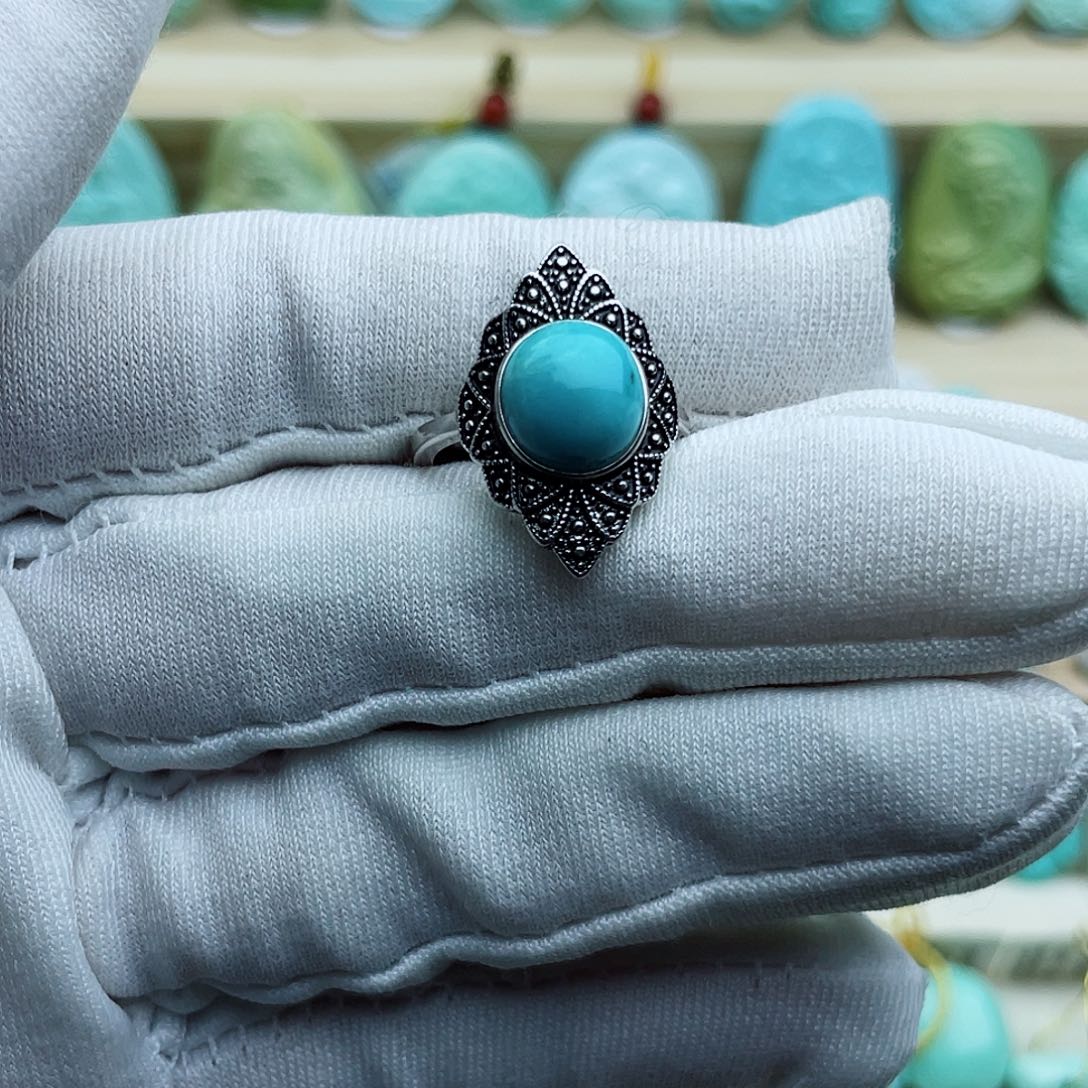 银S925镶嵌绿松石珠宝半成品