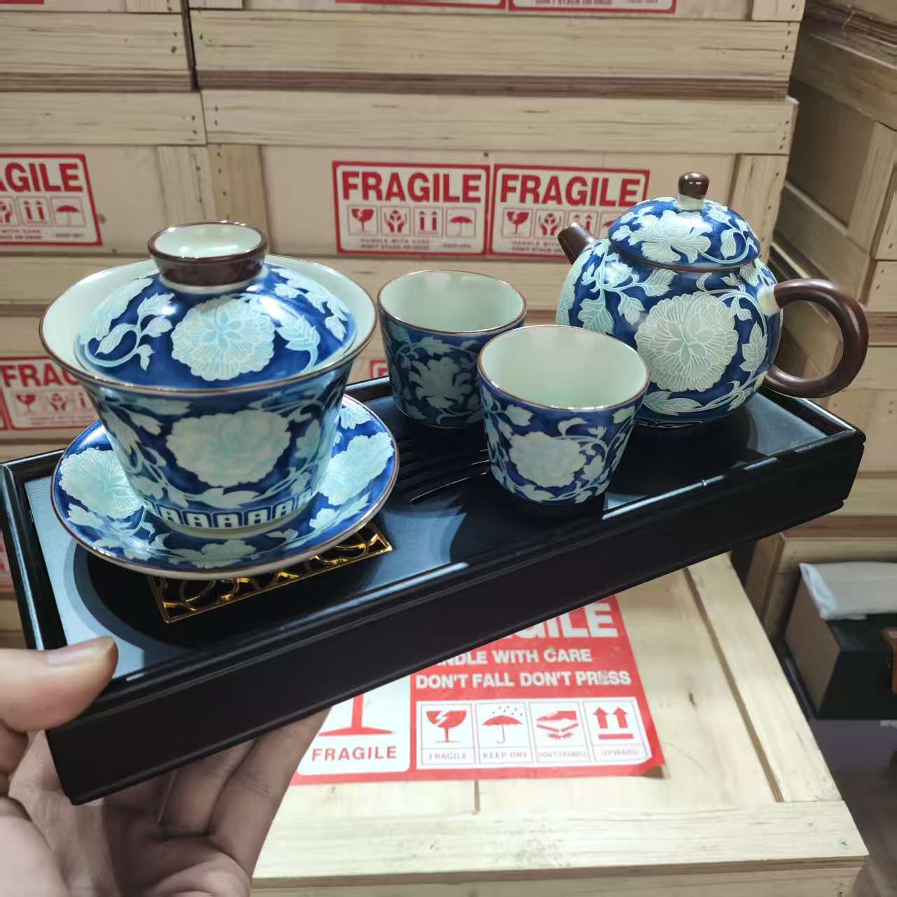 【闪购商品】丰序一壶两杯一盖碗加茶盘jw157